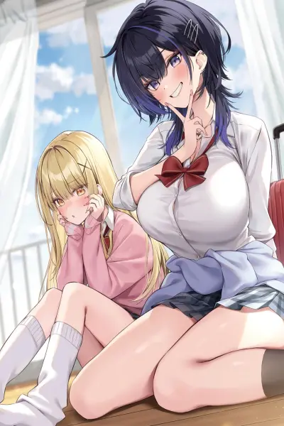 Portada del manga Una gal grande y una gal pequeña se la pasan metidas en mi nuevo hogar después de que me rompieran el corazón en español